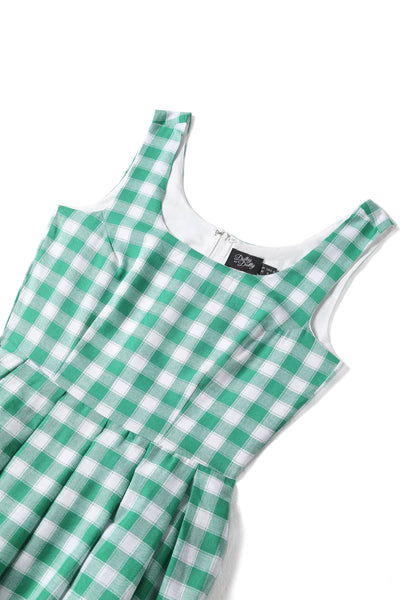 Green Gingham Fit and Flared Dress