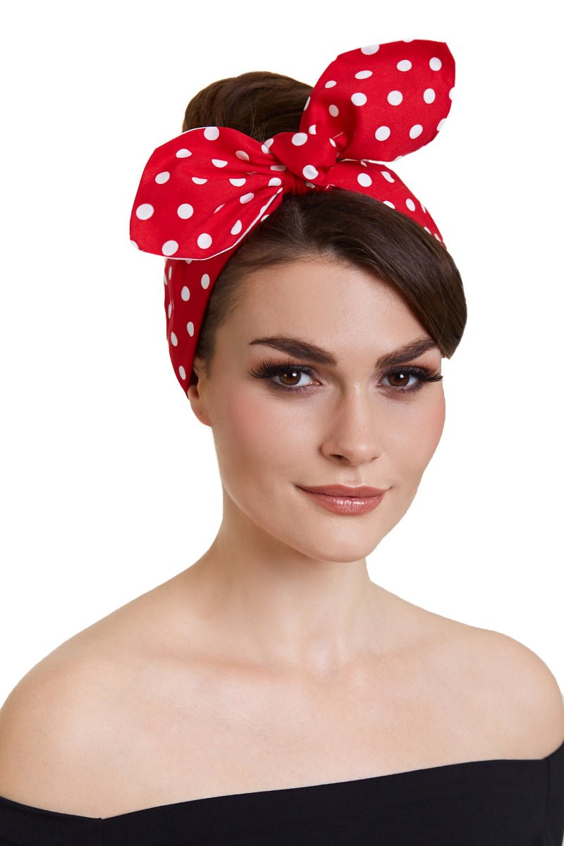 Headband in Red & White Polka Dots - front