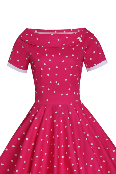 Hot Pink Polka Dot Swing Dress