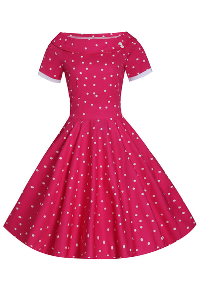 Hot Pink Polka Dot Swing Dress