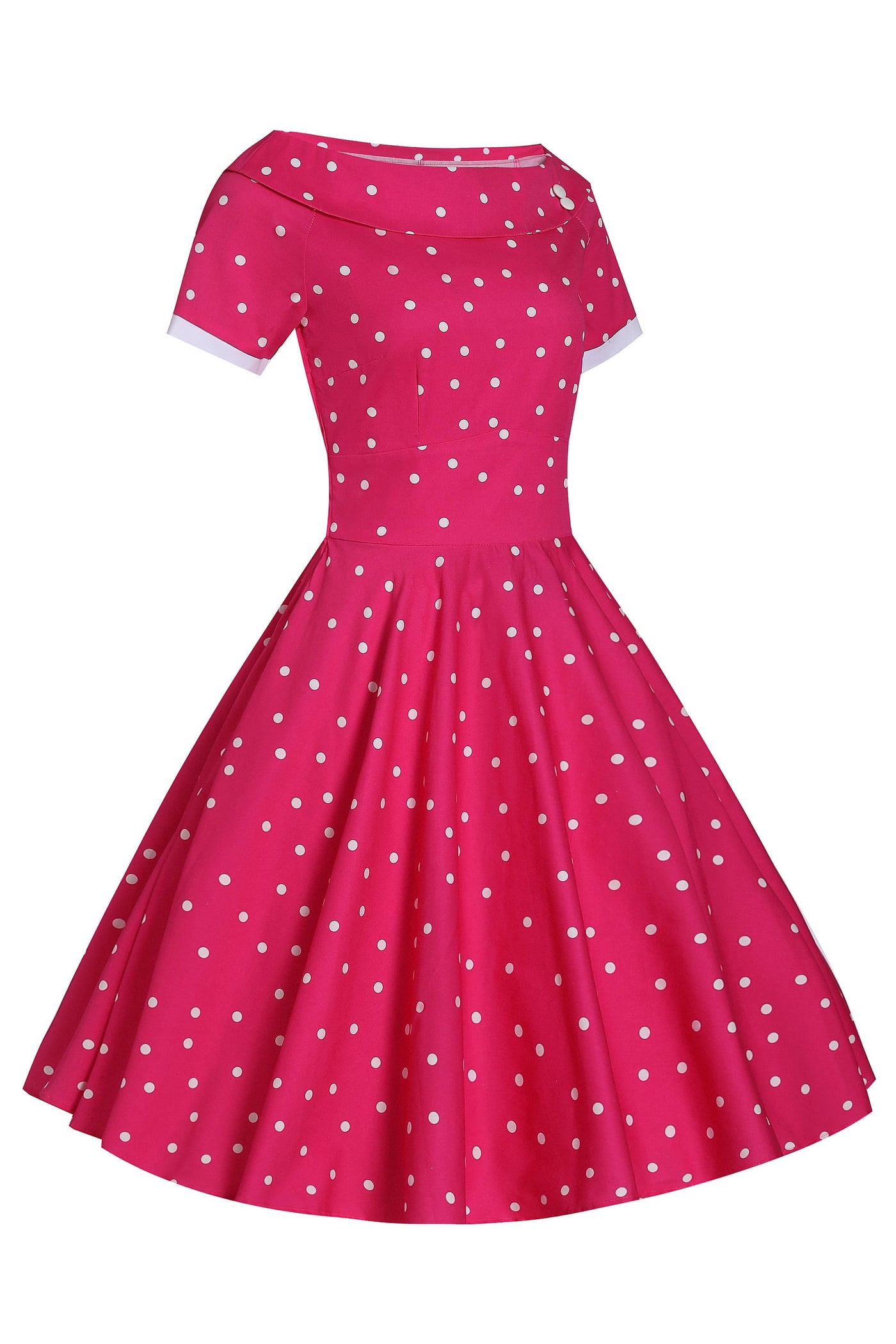 Hot Pink Polka Dot Swing Dress