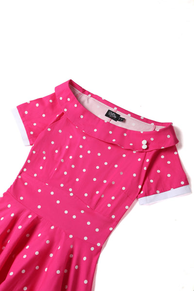 Hot Pink Polka Dot Swing Dress