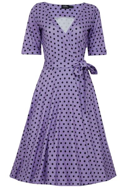 Lavender Polka Dot Wrap Dress