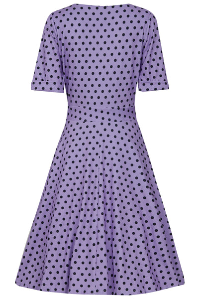 Lavender Polka Dot Wrap Dress