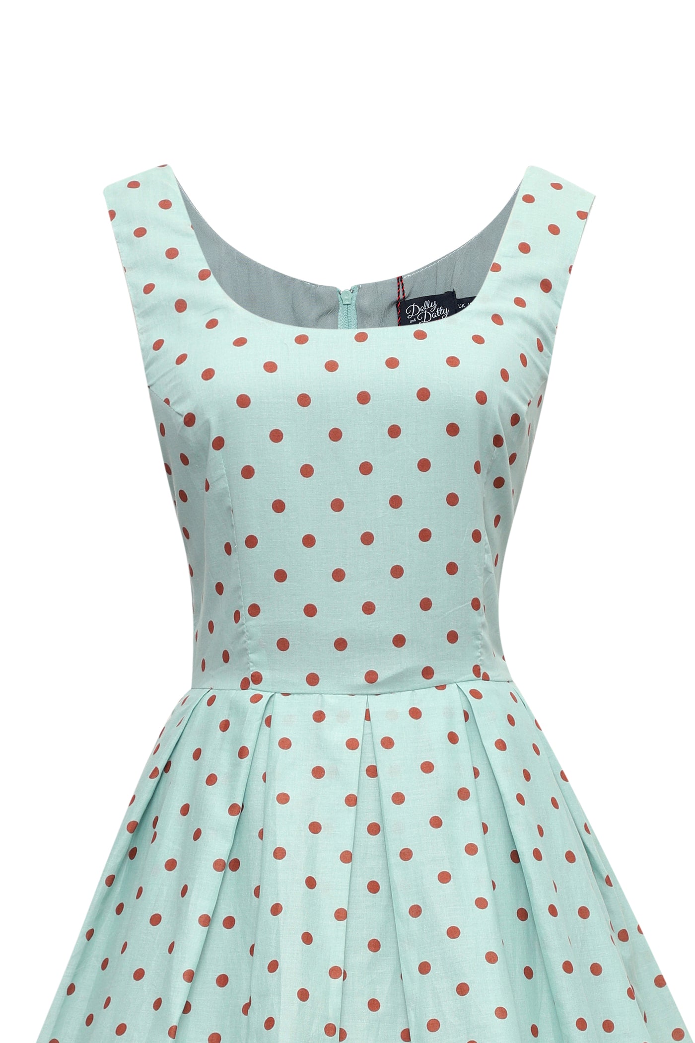 Light Blue & Red Polka Swing Dress