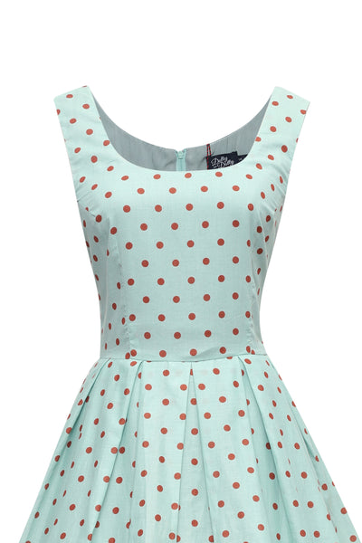 Light Blue & Red Polka Swing Dress
