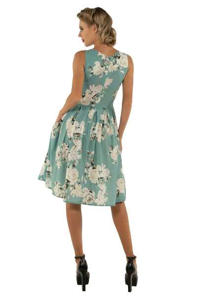 Women's Vintage Inspired Mint Floral Swing Dress