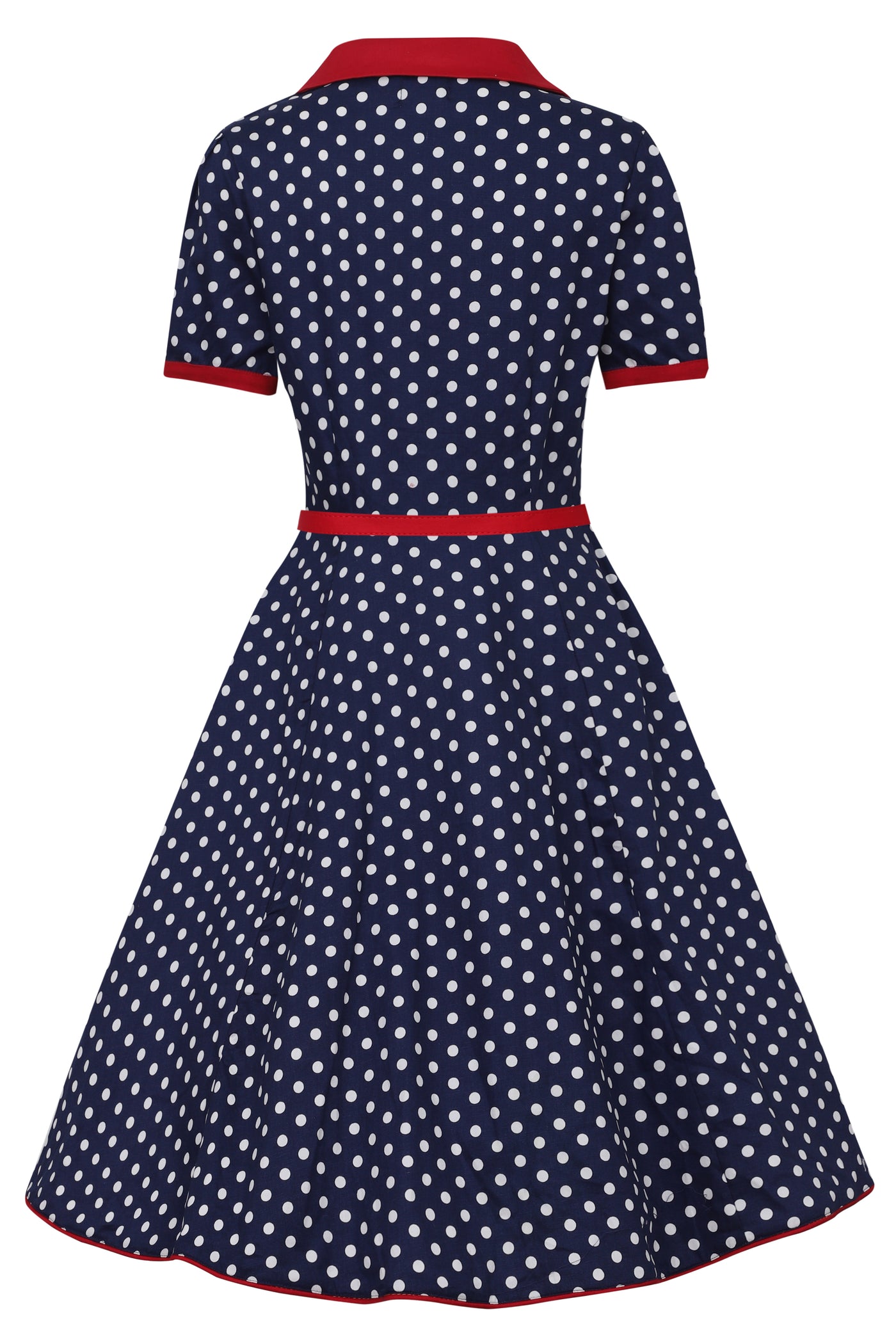 Women's Rockabilly Blue Polka Dot Shirt Dress