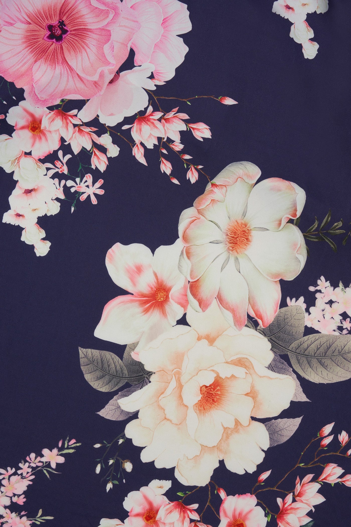 Navy Floral Petal Sleeve Dress 