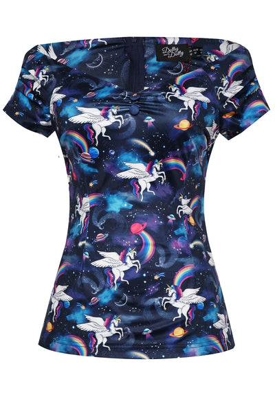 Off Shoulder Blue Unicorn Top