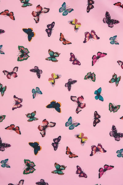 Off Shoulder Pink Butterfly Swing Dress