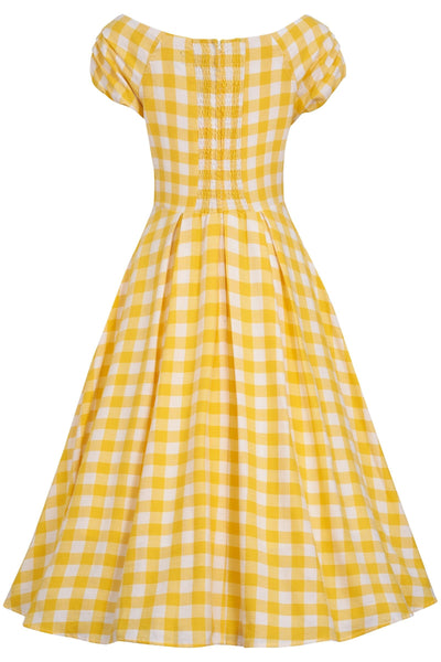 Off Shoulder Yellow Gingham Dress