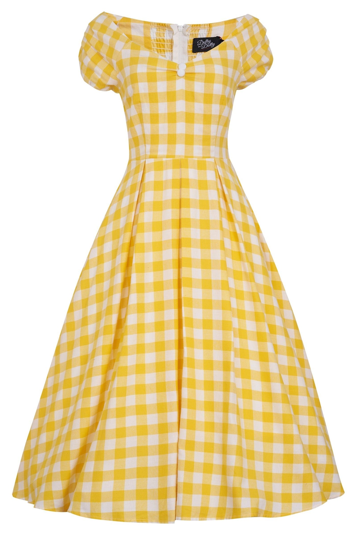 Off Shoulder Yellow Gingham Dress