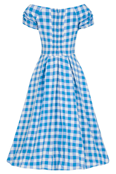 Off Shoulder Blue Gingham Dress
