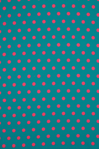 Peacock Blue & Pink Polka Dot Wrap Dress