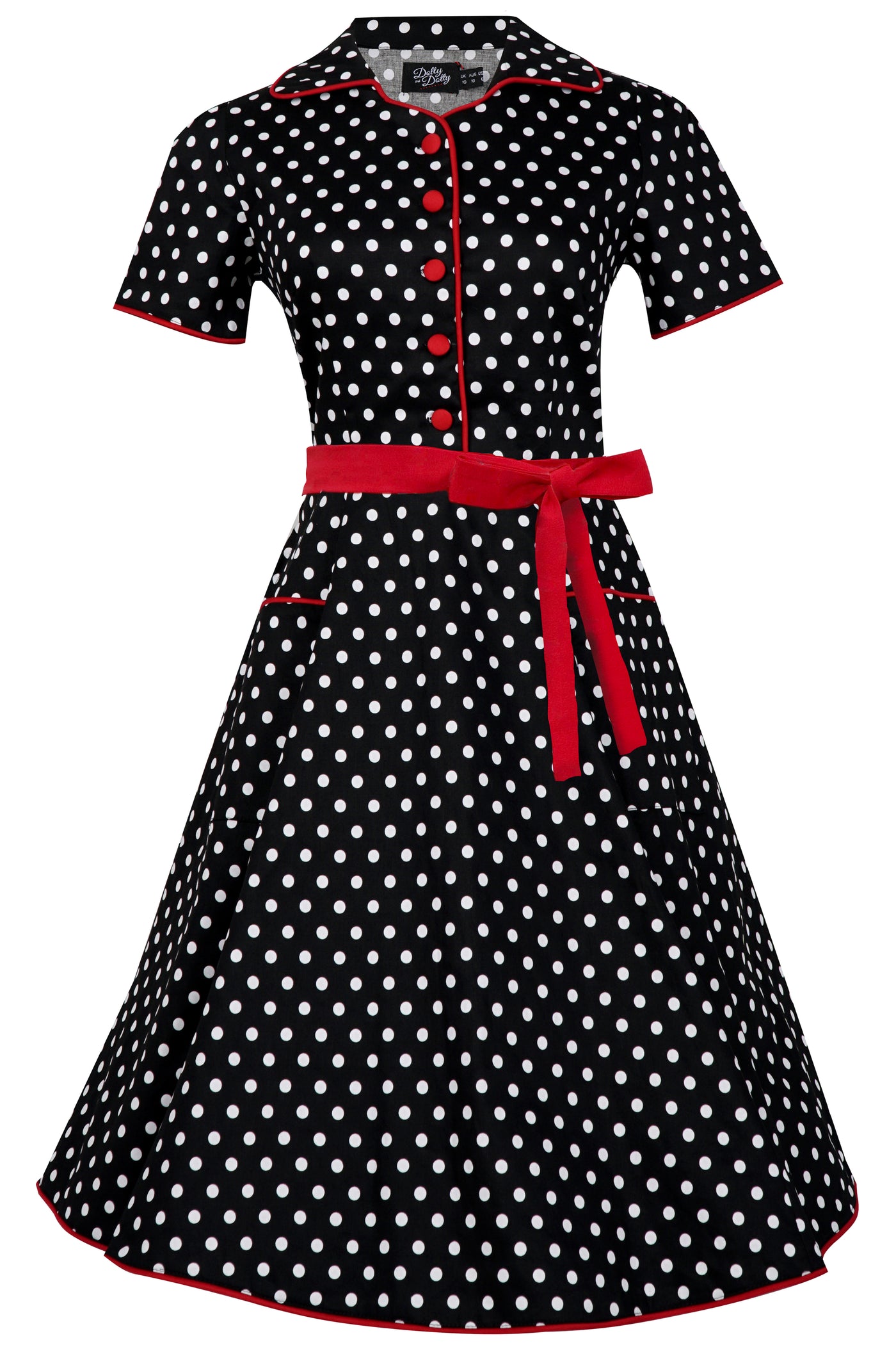 Penelope Rockabilly Black Polka Dot Shirt Dress