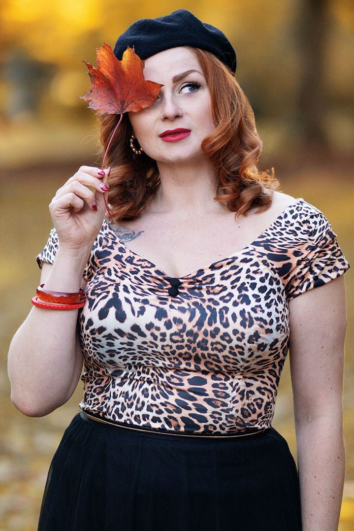 pin Up Off Shoulder Leopard Print Top