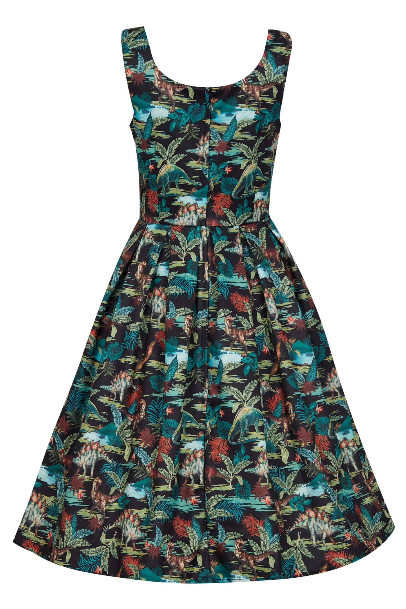 Plus Size Dinosaur Swing Dress With Pockets back view