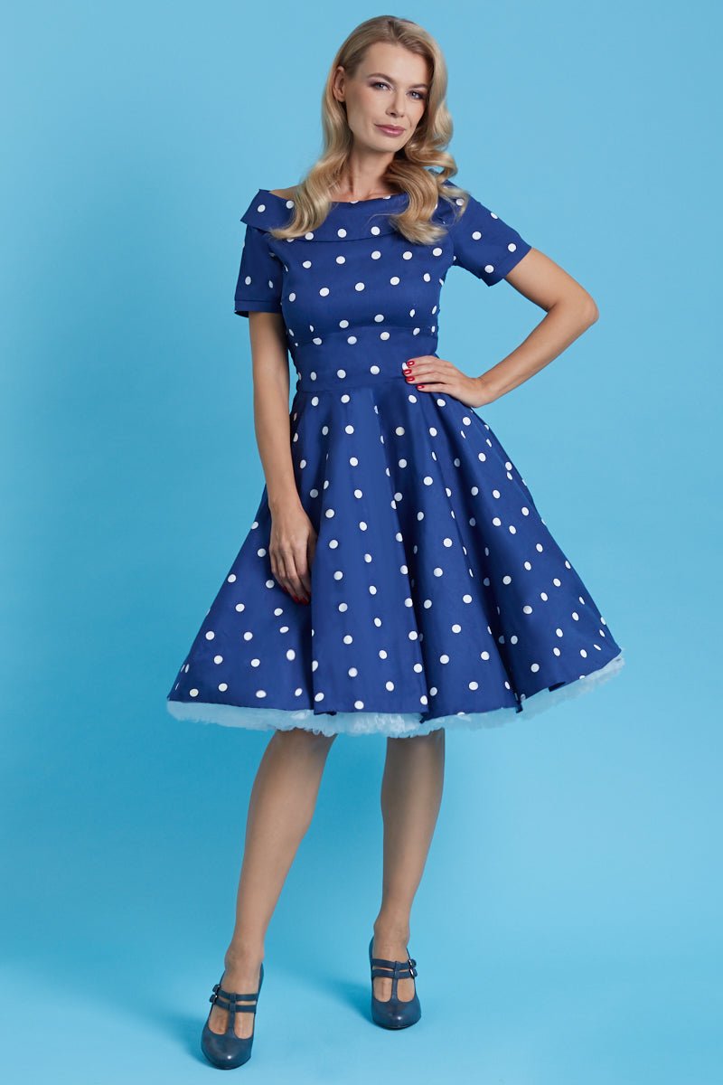 Polka Dot Dress in Navy-White