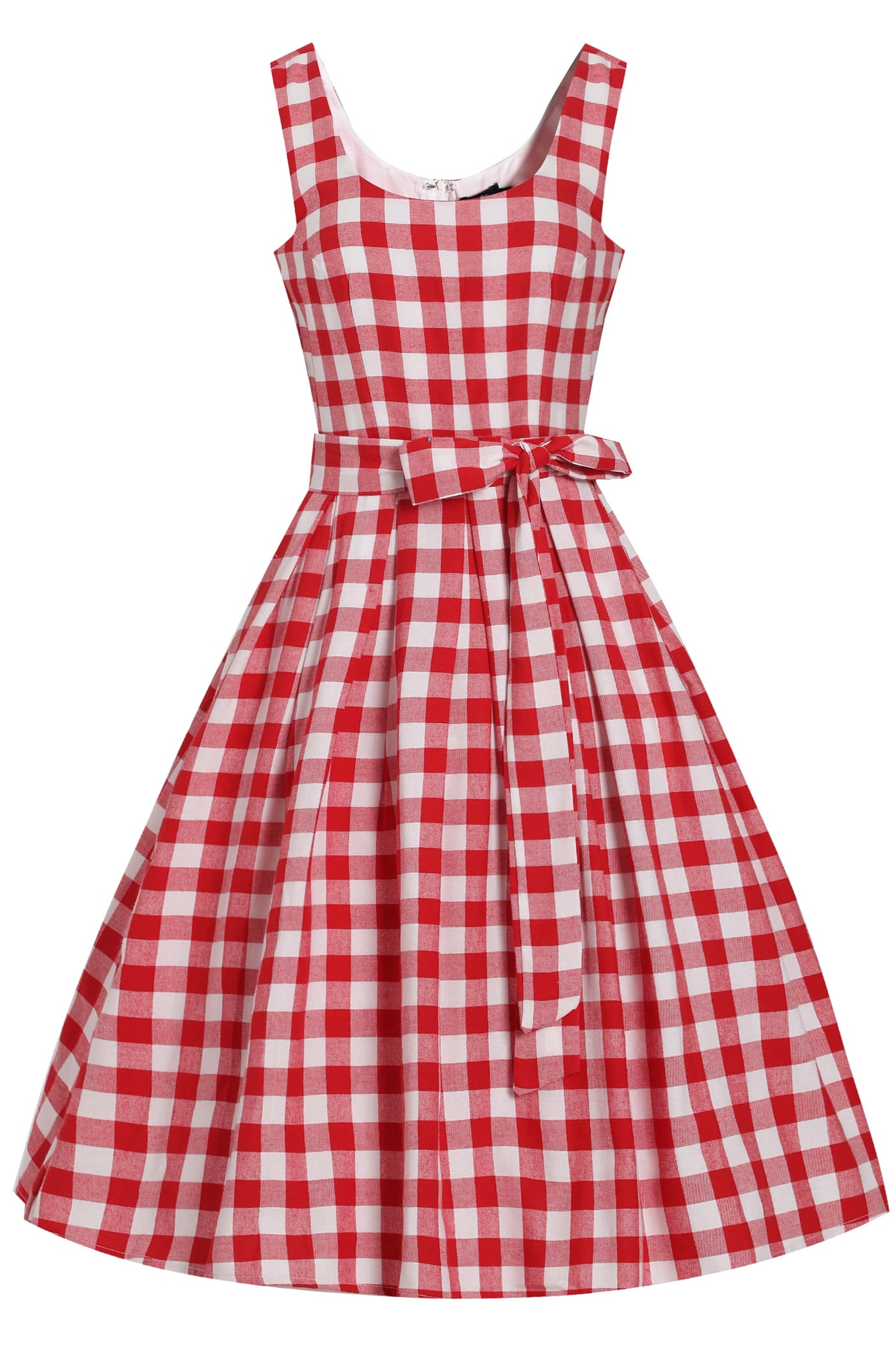 Red Gingham Fit and Flared Dress