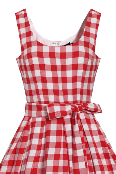 Red Gingham Fit and Flared Dress