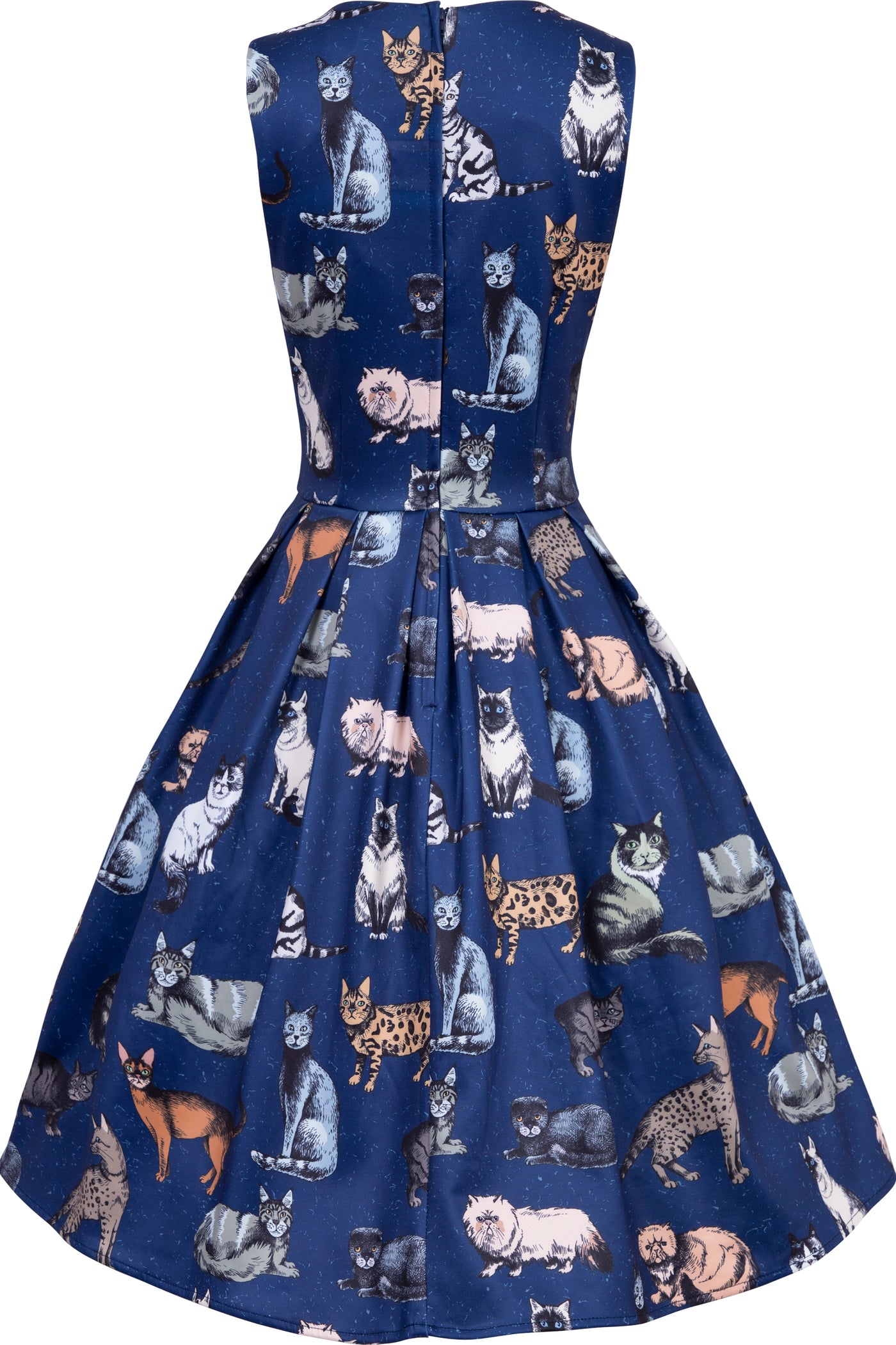  Retro Blue Cat Swing Dress