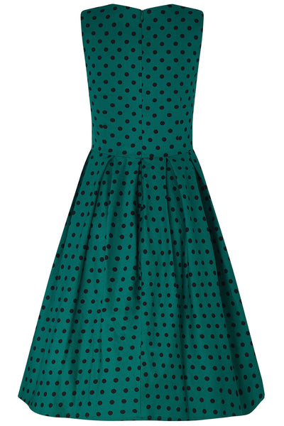 Retro Polka Dot Dress in Green-Black_S905GreBlaPolk