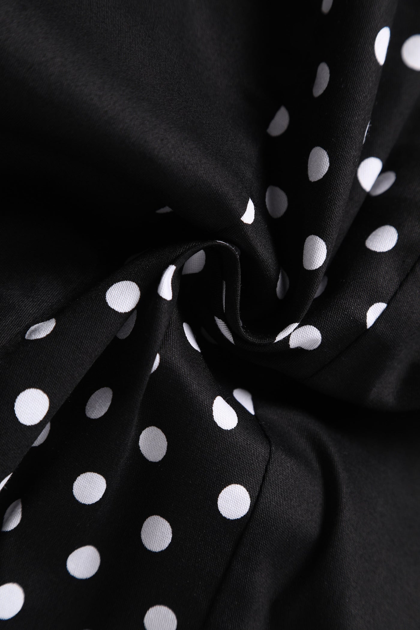 Retro Black Polka Dot Panel Swing Dress