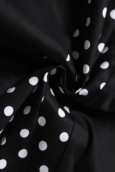 Retro Black Polka Dot Panel Swing Dress