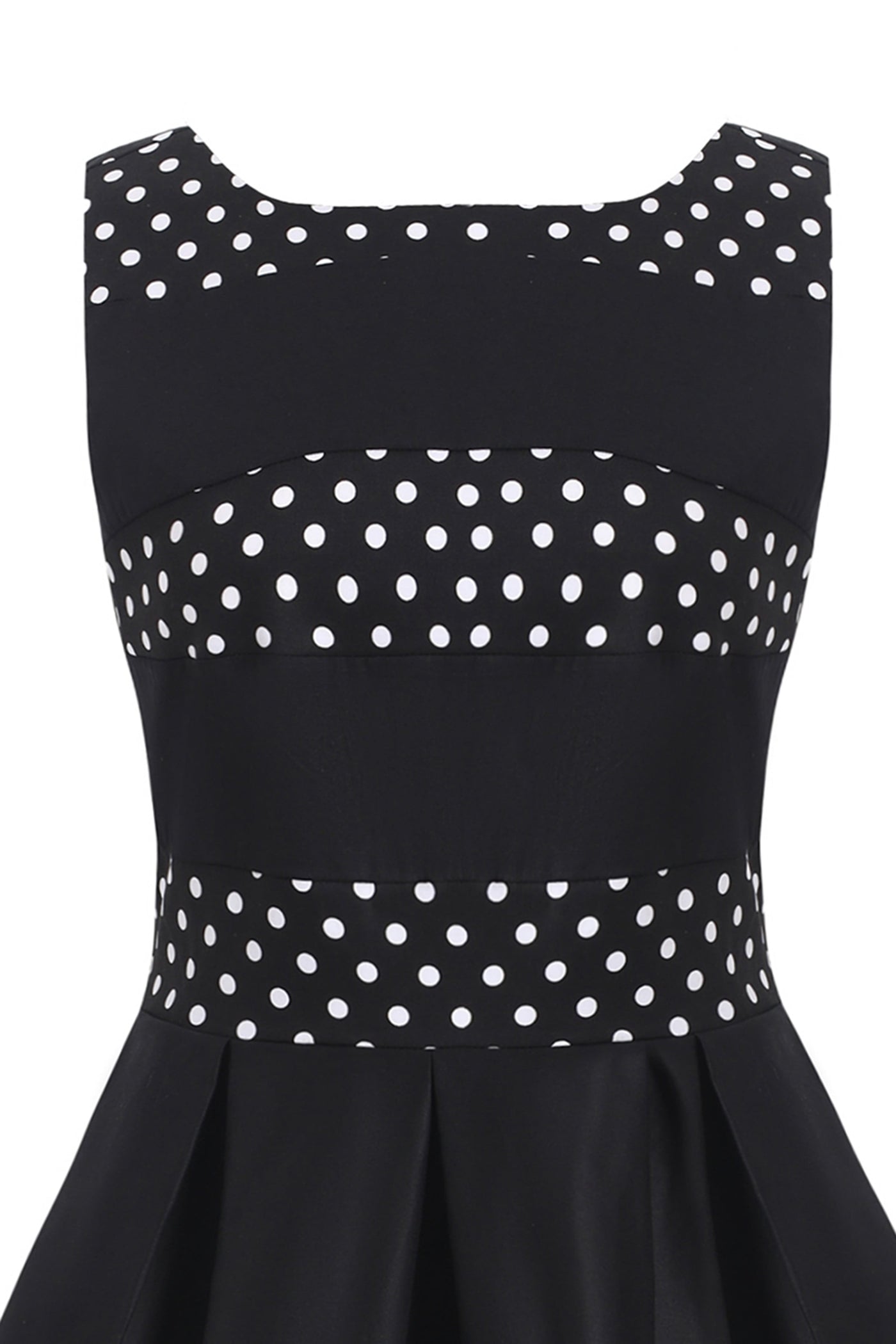 Retro Black Polka Dot Panel Swing Dress