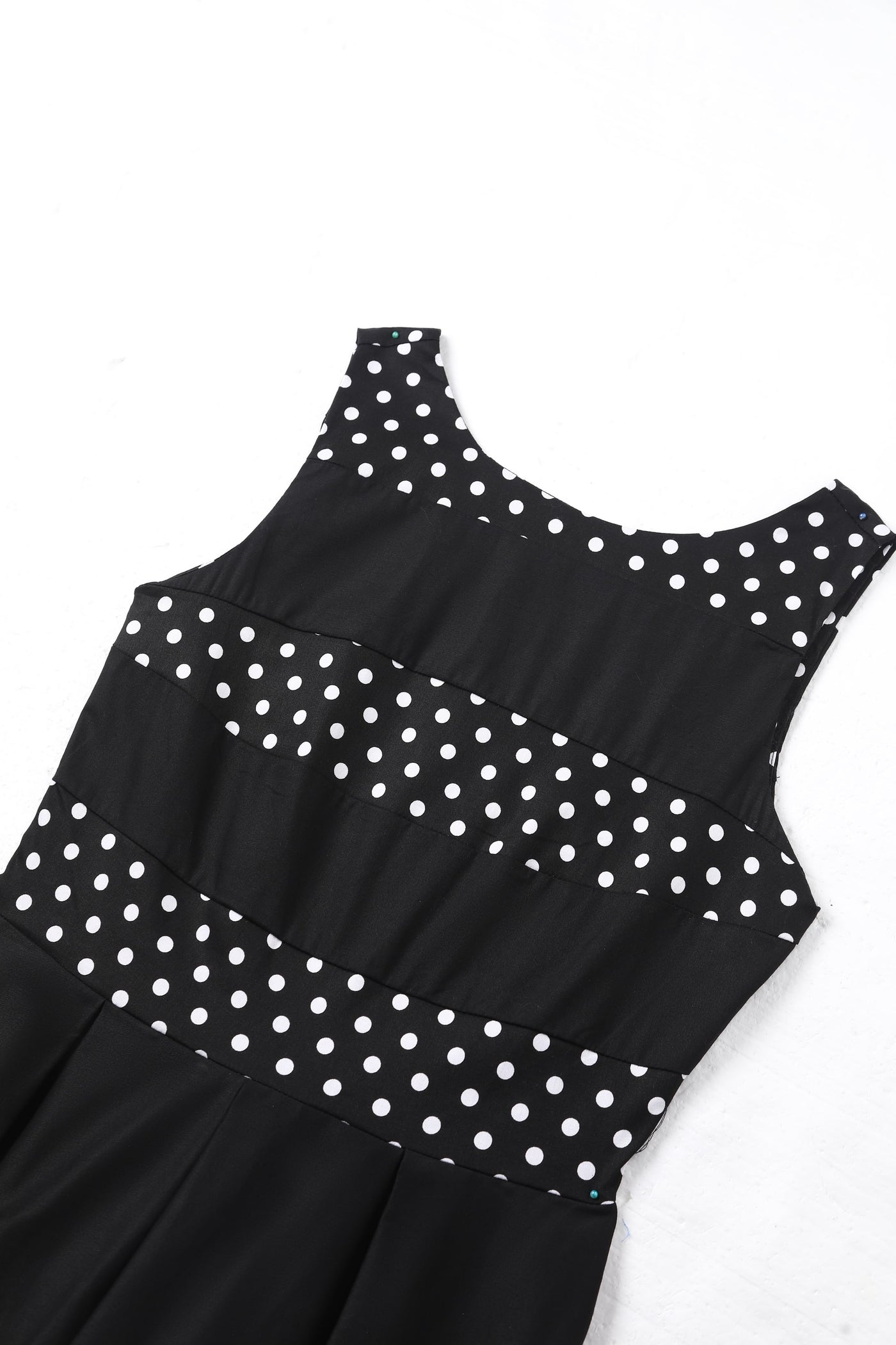 Retro Black Polka Dot Panel Swing Dress
