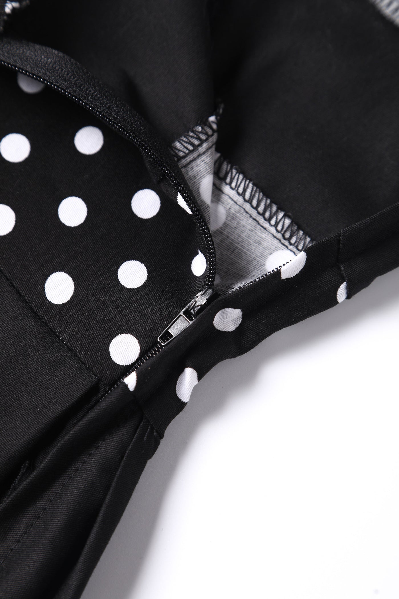 Retro Black Polka Dot Panel Swing Dress