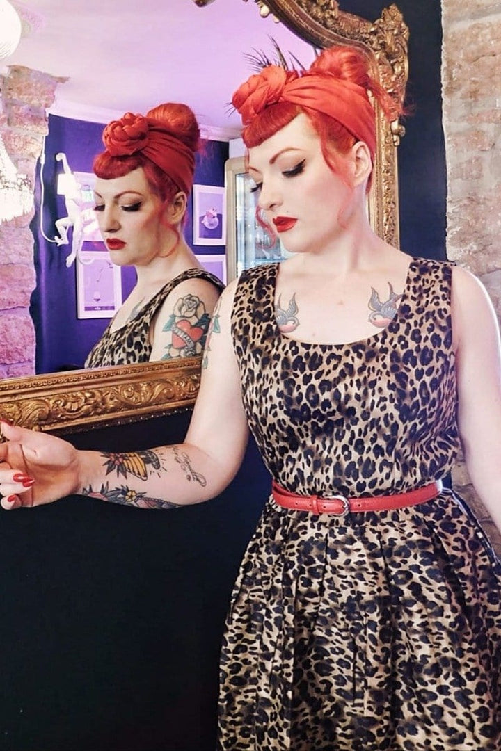 Red leopard print swing dress 2025