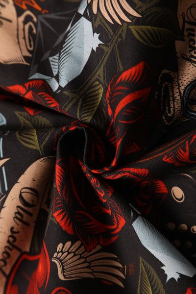 Rock N Roll Tattoo Strapless Dress