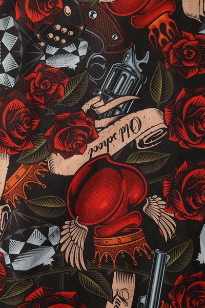Rock N Roll Tattoo Strapless Dress