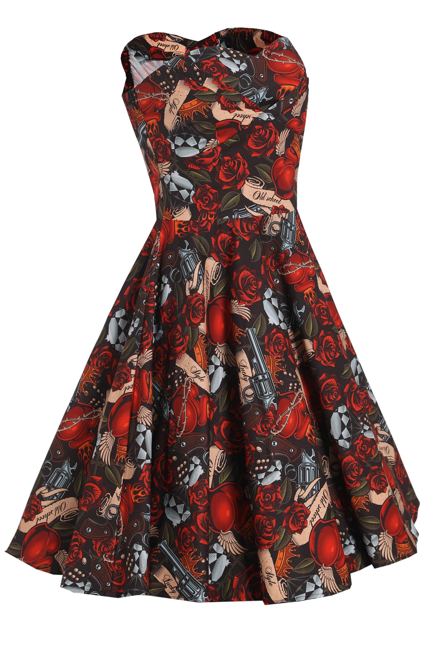 Rock N Roll Tattoo Strapless Dress
