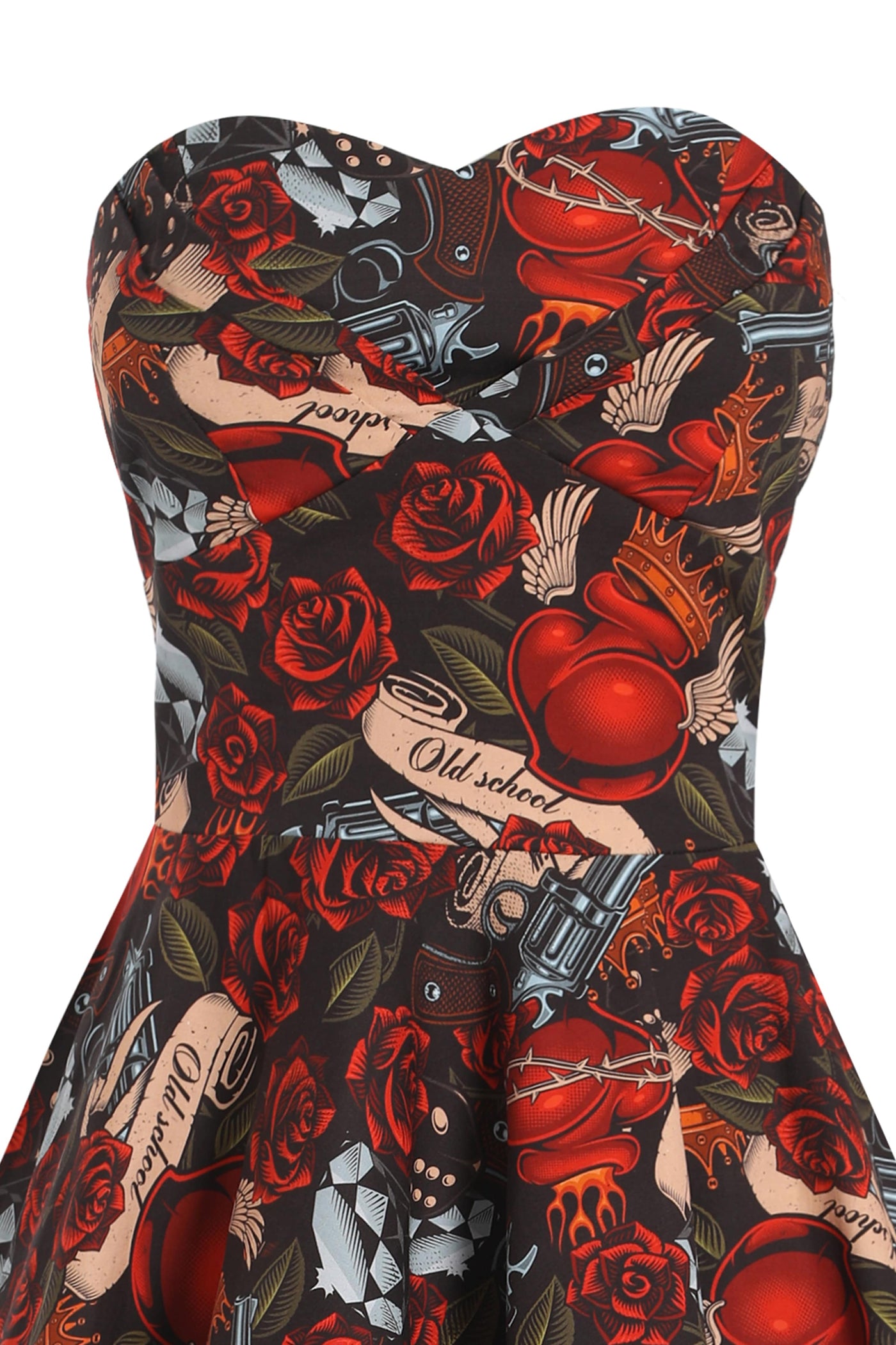 Rock N Roll Tattoo Strapless Dress