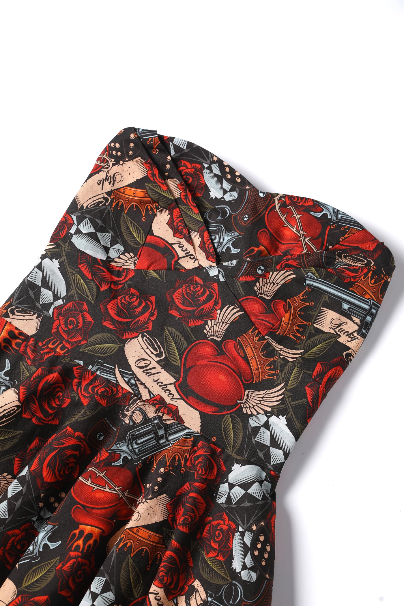 Rock N Roll Tattoo Strapless Dress
