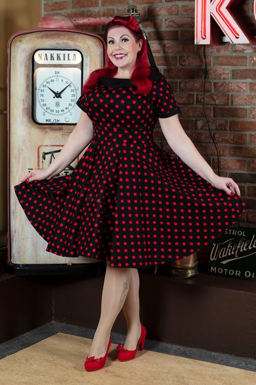 Rockabilly Black & Red Spot 1950's Dress