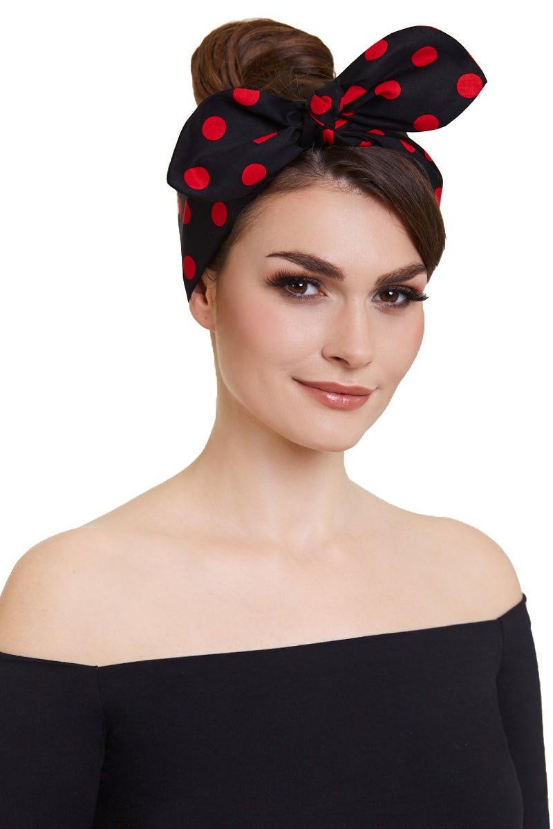 Rockabilly Headband in Black & Red Dots