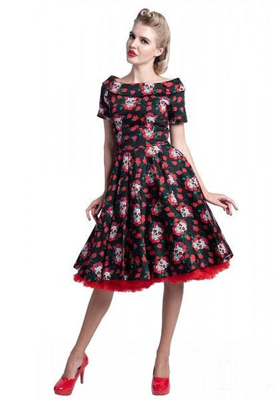Rockabilly Skulls & Roses Darlene Swing Dress