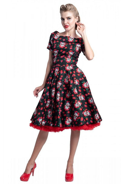 Rockabilly Skulls & Roses Darlene Swing Dress