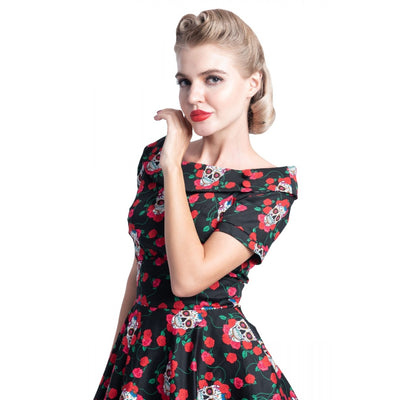 Rockabilly Skulls & Roses Darlene Swing Dress