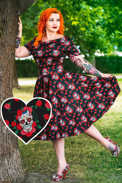 Rockabilly Skulls & Roses Darlene Swing Dress