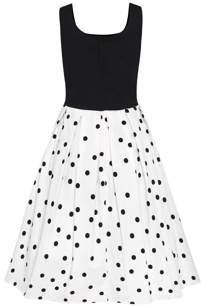 Rockabilly White & Black Polka Dot Swing Dress