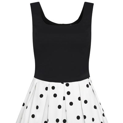 Rockabilly White & Black Polka Dot Swing Dress
