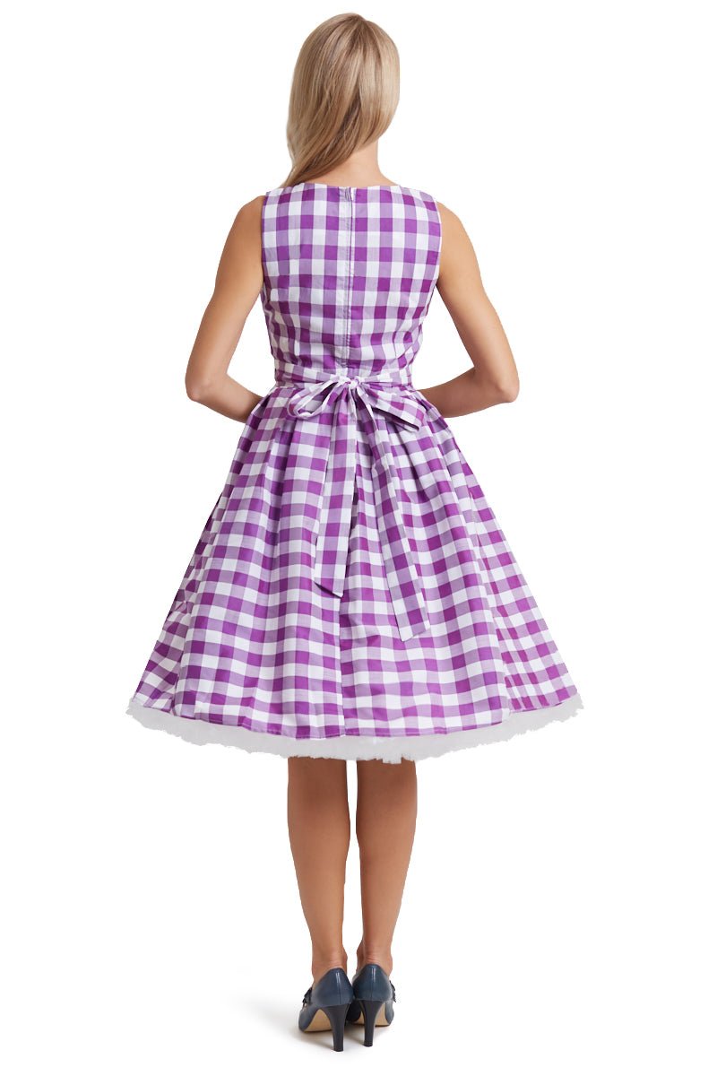 Annie Purple Gingham Swing Dress