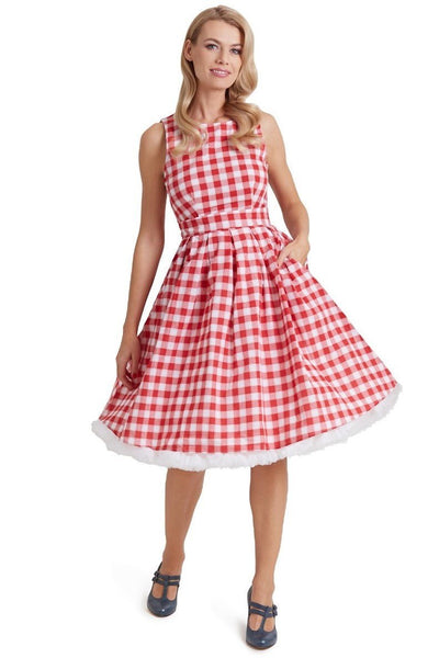 fitted lace wedding dress Percy Red Gingham Dress – Little Party Dress main image 1