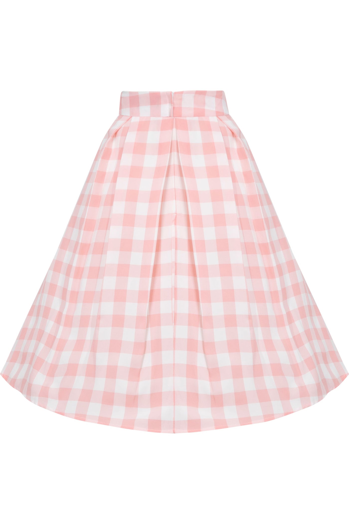 Carolyn Box Pleat Swing Skirt in Pink Gingham Check