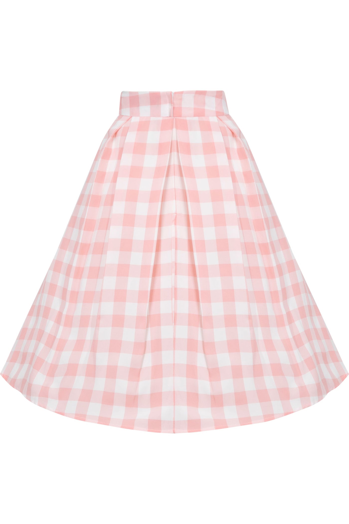 Carolyn Box Pleat Swing Skirt in Pink Gingham Check